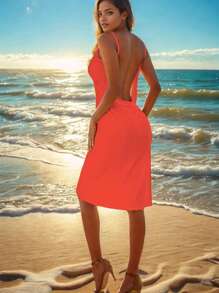 Casual Beach Vacation Pareo Slip Dress, Sexy Wrap Dress For Women, Summer New Style