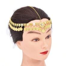1pc Faux Crystal Coin Tassel Headpiece, Hair Accessory Suitable For Women Party & Daily Wear - F-1187 Gold - View 3