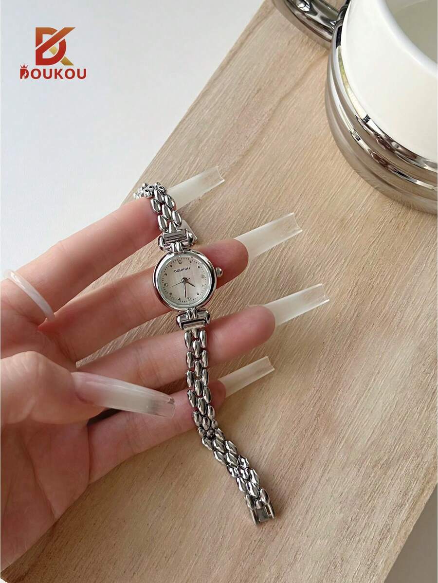 DOUKOU 女款奢華金金色防水手錶，鑲嵌閃亮水鑽與鋯石裝飾，優雅極簡風，適合日常配戴與派對場合 - 均碼 - 查看 1