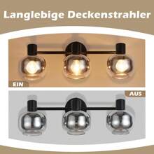 Lámpara de araña de 1/2/3/4 llamas, lámpara de araña negra moderna giratoria 350°, lámpara de araña de vidrio gris ahumado E14 para dormitorio, pasillo, cocina y sala de estar (foco no incluido)