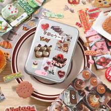 30Sheets Japanese Style Cute Food Stickers, Vintage Aesthetic Stationery Stickers For Planner, Scrapbook