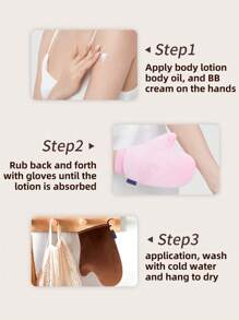 1pc Reusable Body & Face Self-Tanning Gloves, Double-Sided Lotion Applicator Mitt, Washable Self Tanning Gloves For Body Care Spa Tanning Oil Application, With Thumb And Velvet Lining - Multicolor - View 8