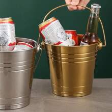 304 Stainless Steel Ice Bucket, Ice Bucket, Ice Tongs, Portable Ice Bucket, Convenient Ice Bucket, Long Cold Storage Time, Thickened Material, Multi-Purpose Portable Bucket, Portable Bucket, Gift For Father - Multicolor - View 3