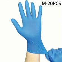 20 piezas/bolsa Guantes desechables de nitrilo - Sin látex ni polvo, perfectos para tatuajes, manicuras y limpieza de salón, suministros para uñas, herramientas para uñas, herramientas de arte de uñas, de vuelta a la escuela, uñas, herramientas para uñas postizas - Azul - Ver 10