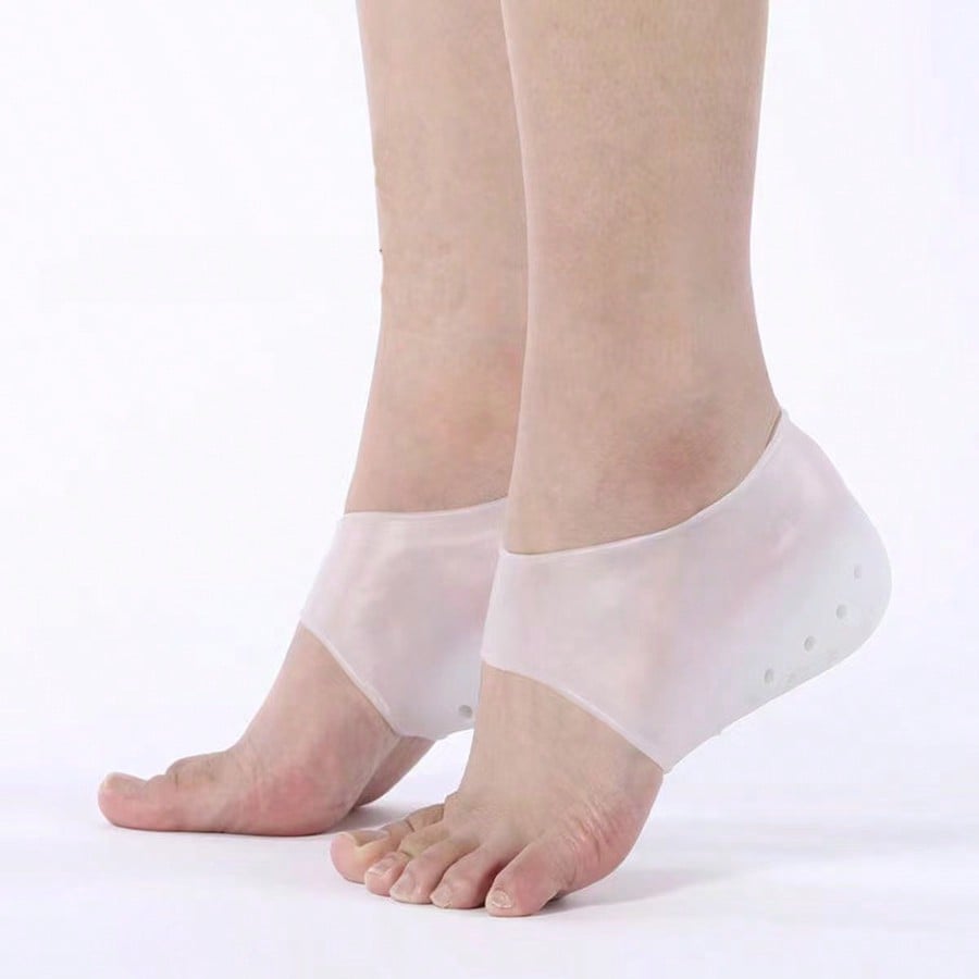 Par de plantillas de silicona blanca para aumentar la altura, insertos de elevación de talón SEBS con absorción de impactos suave y cómoda para de