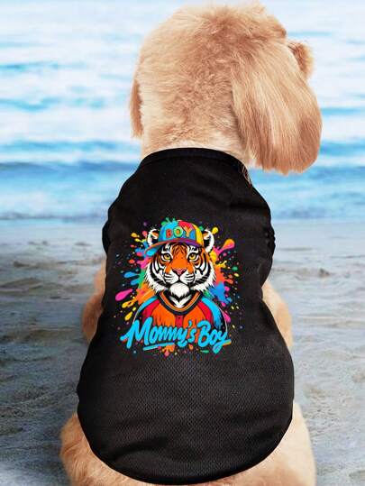 1pc Letter Print Pet Dog Cat Vest, Thin Lightweight Sleeveless Shirt For Cats, Breathable For Poodles, Teddy, Pugs In Summer