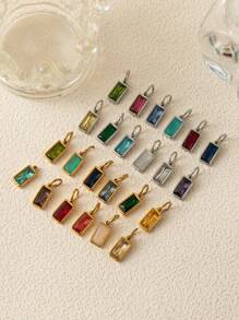 1 件不锈钢镀 18K 金锆石吊坠，适合 DIY 项链、手链和女士珠宝礼物 - 彩色 - 查看 3