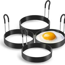 2 peças/4 peças/6 peças Formas para Ovos, Formas para Fritar Ovos, Forma Redonda para Cozinhar Ovos, Formas para Ovos com Alça de Silicone, Formas para Ovos em Chapa para Café da Manhã, Formas Antiaderentes para Ovos Fritos