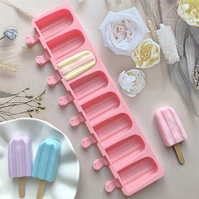 1 pieza Molde de paletas de silicona, molde para hacer polos de hielo de 8 cavidades, moldes DIY para hacer paletas y barras de hielo caseros