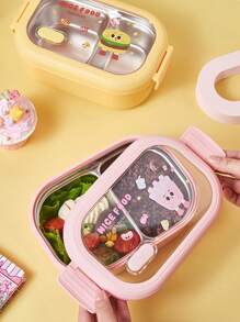 1 Stück individuell gestaltbare Französisch-Pommes & Burger Bento Box, tragbar für Outdoor, Reisen, Studenten, Büromitarbeiter, täglichen Gebrauch, Material aus Edelstahl, mehrere Optionen, Cartoon-Stil, trennbare Behälter 25,5*14,5*8cm/8,8*5,7*3,1 Zoll