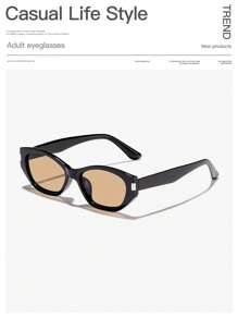 1 PC Women's Acrylic Casual Retro Small Frame Cat Eye Fashion Eyewear Suitable For Daily Outfits, Holiday Gifts And Holiday Outings Color Blocking Boho Vacay Vibes For Summer Beach Vacation,Outdoor,Travel