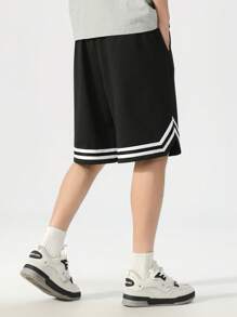 Plus Size Straight Cut Casual/Sports Bermuda Shorts, Suitable For Summer - Black - View 7