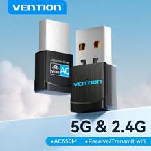VENTION Dual Band USB draadloze netwerkkaart, met een maximale snelheid van maximaal 5GHz 433Mbps of 2.4GHz 200Mbps, Multiple Encryption Protocol Technology om de netwerkbeveiliging te garanderen, ondersteunt Windows XP/Vista/Win7/8/8.1/10/11 (stuurprogramma gratis)