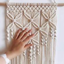 1pc Bohemian Style Butterfly Lace Macrame Wall Hanging, Handwoven Tassel Leaf Swaying Wall Tapestry Decoration - Multicolor - View 6
