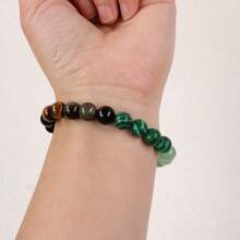 1pc Natural Citrine Tigers Eye Crystal Bracelet For Women Summer Beaded Bangles Money Gifts For Boyfriend Dad 50th Birthday