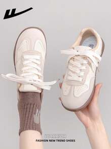 WARRIOR 女士系带设计运动鞋，户外低帮休闲鞋，夏季透气滑板鞋，轻便，舒适，时尚帆布运动鞋，街头风格