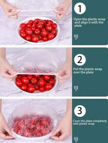 90-100 piezas/190-200 piezas Bolsas de plástico transparente de película plástica fina con tapa para cubrir recipientes y mantener frescos los alimentos sobrantes, artículos de cocina esenciales