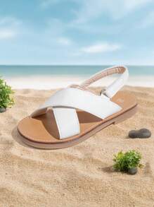儿童时尚夏季沙滩平底凉鞋 - 白色 - 查看 5