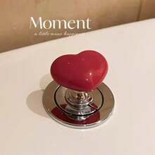 1pc Heart-Shaped Toilet Flush Button Accessory, Creative Bathroom Tank Press Assist Decor - Red - View 7