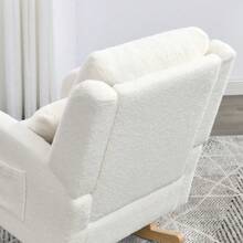 [Video] Welike 27.5 "W Modern Accent High Back Living Room Casual Armchair Rocker With One Lumbar Pillow, Two Side Pockets,Teddy White (Ivory)