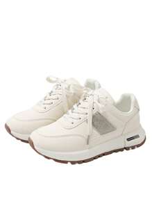 Women's Casual Sports Shoes, Lace-Up Low-Top Lightweight Versatile Outdoor Athletic Running Thick Sole Sneakers