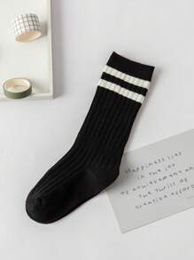 1/4 Pair Children's Long Tube Socks, Sports Student Calf Socks, Breathable Moisture-Wicking Suitable For 1-12 Years Old Kids Daily Wear - Black and White - View 12