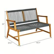 2-Person Patio Acacia Wood Bench Loveseat Chair Porch Garden Yard Deck Furniture - 1 - 查看 11