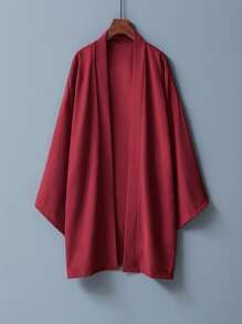 百搭纯色中长款风衣开衫，中式长翻领汉服休闲装，角色扮演外套，时尚和服