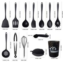 Silicone Kitchen Utensil Set - 43pcs Cooking Utensils Set With Holder Turner Spatula Ladle Tongs Whisk For Non-Stick Cookware, Heat Resistant Kitchen Utensil Set Kitchen Gadgets
