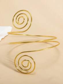 1pc Fashionable Women Silver Spiral Arm Band, Sexy Beach Bracelet