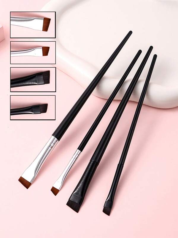 4 Stücke Verbessertes Blade Eyeliner Und Augenbrauenpinsel Set, Extremdünner, Schräger Und Flacher Pinsel, Präziser Detailpinsel Für Make-up Anwendungen