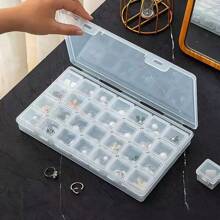 1pc Transparent Storage Box With 28 Compartments, Rectangular Jewelry Organizer Box For Earrings, Necklaces, Elegant And Practical - Clear - View 2