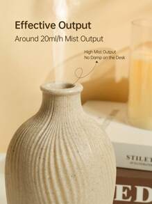 ellestfun 1pc USB 5V 80ml Resin Ultrasonic Essential Oil Diffuser, Suitable For Small Rooms Aromatherapy Humidifier And Diffuser - Beige - View 5