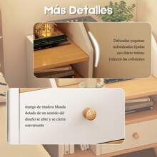 Mesita de Noche de Madera con 2 Cajones para Sala y RecáMara, Estilo C, Vintage Mesa Auxiliar de Fácil Montaje, Tallas de L40xW30xH53(cm) - Blanco - Ver 4