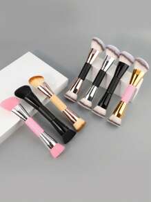 Dual-Ended Foundation Contour Brush, Flat Top And Angled Synthetic Bristles For Bronzer Liquid Cream Powder - Multicolor - View 1