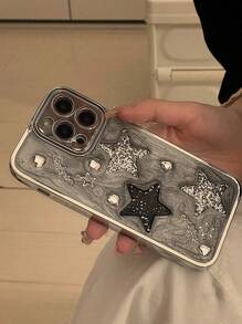 Funda de teléfono de alta moda premium recubierta de resina con diseño 3D de estrella, compatible con iPhone