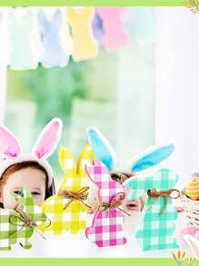 1 pièce Décoration de lapin de Pâques, ornement de table en bois, décoration de fête et de maison
