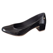 Women's Formal Shoes Scarpin Scarpan Medium High Heel Block Toe Patent Leather Ref 040 - Black - View 4