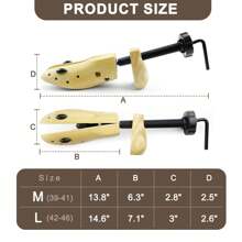 1 pieza/2 piezas Zapatero de madera ajustable, horma redimensionadora de calzado de madera de pino, para tallas US 6.5 - 10, para zapatos planos, tacones y botas, expandidor de calzado para hombre y mujer - Natural - Ver 6