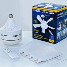 1pc Screw Socket Fan E27 Base, Ceiling Fan With Light And Remote LED Bulb, Tri-Color With Remote Control, Ceiling Fan Replacement Device For Home Bedroom, Living Room, Kitchen, Balcony - White - View 7