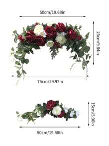 3Pcs Wedding Arch Flowers,Rose Decorative Floral Swags, Artificial Greenery Eucalyptus Leaves Flower For Sheer Drapes, Wedding Chair, Arbor, Wedding Ceremony And Reception Arrangement - 酒紅色 - 查看 3