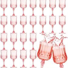 Vintage Rose Gold Plastic Drinking Glass, Pink Wine Glass, Unbreakable Wedding Glassware, Crystal Water Cup, Reusable Beverage Glass, Retro Champagne Flute