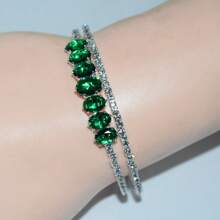 1 pieza Pulsera con cristal de doble capa de moda para mujer
