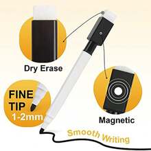 Magnetyczne markery suchościeralne 10/20/40/50/100 szt. – pisaki do tablic suchościeralnych z cienką końcówką i gumkami, czarne markery o niskim zapachu do klasy/biura/domu, magnetyczne markery do tablic szklanych i metalowych, artykuły piśmiennicze