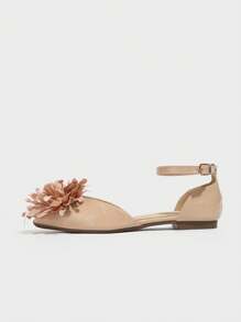 Scarpe da donna taglia 41-43 plus size, stile francese, punta affusolata piatta antiscivolo con decorazione a rose, comoda, nuova collezione primavera/estate 2025, elegante e versatile, con tomaia bassa adatta a matrimoni, di qualità femminile