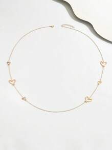 1 pièce Collier à chaîne longue pour pull avec pendentif en forme de cœur et ovale, motif spirale à la mode pour femme, accessoire polyvalent