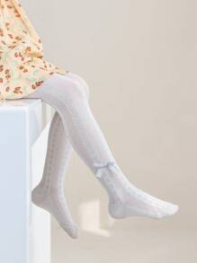 1pc Girls Bowknot Solid Leggings, Breathable Mesh Tights, Suitable For Daily Wear With Skirts And Shoes, Spring/Summer - Multicolor - View 6