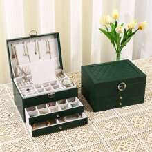 3-Layer Jewelry Box With Jewelry Storage Drawers, Large Jewelry Box And Storage Case, With Velvet Earring Holder, Lockable Jewelry Box, Gift For Valentine's Day - Multicolor - View 15