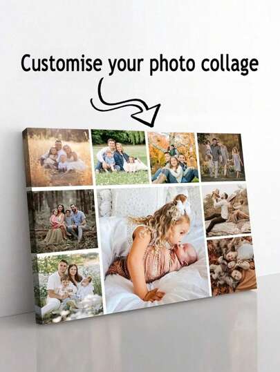 1 pieza Póster de lienzo de collage de fotos personalizadas, edredón de fotos familiares, imágenes personalizables, lienzo, decoración, regalo para parejas/padres, multifuncional, anti-moho, ornamental, reutilizable, exquisito, elegante, de alta calidad, adorable, moderno, personalizado, único, regalos ideales para él, regalos ideales para ella, ella, novio, novia, papá, mamá, familia, amigos, hijo, hija, niños, cocina, comedor, dormitorio, oficina, sala de estar, hogar, jardín, sala de té, para aniversarios, para cumpleaños, para inauguración de la casa, para graduación