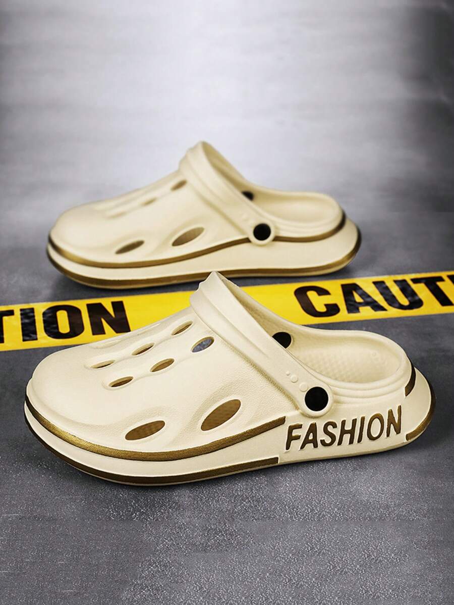 Breathable Mesh Hollow Slides For Men, Indoor Outdoor Wear Slip-On Sandals, Anti-Slip Beach Slippers, Summer Waterproof House Slippers